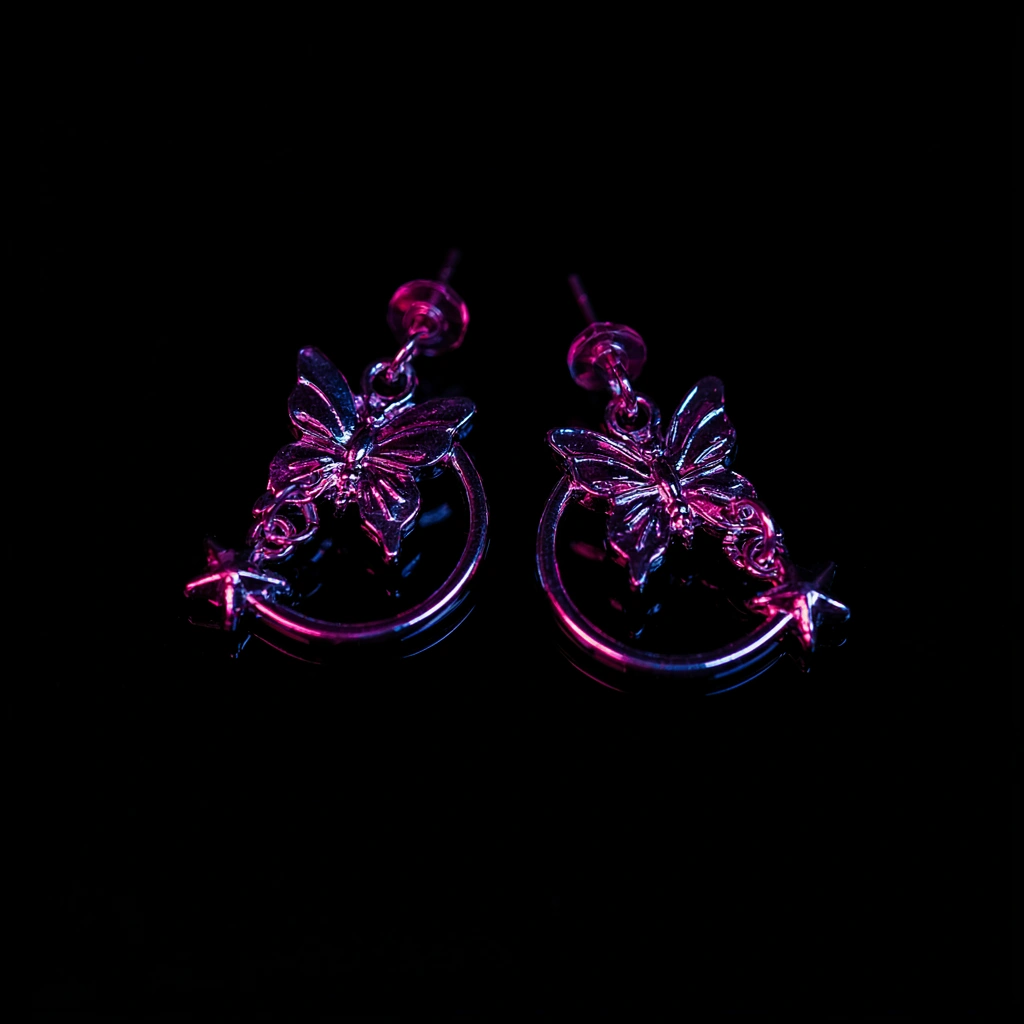 Créoles étoile et boucles papillon